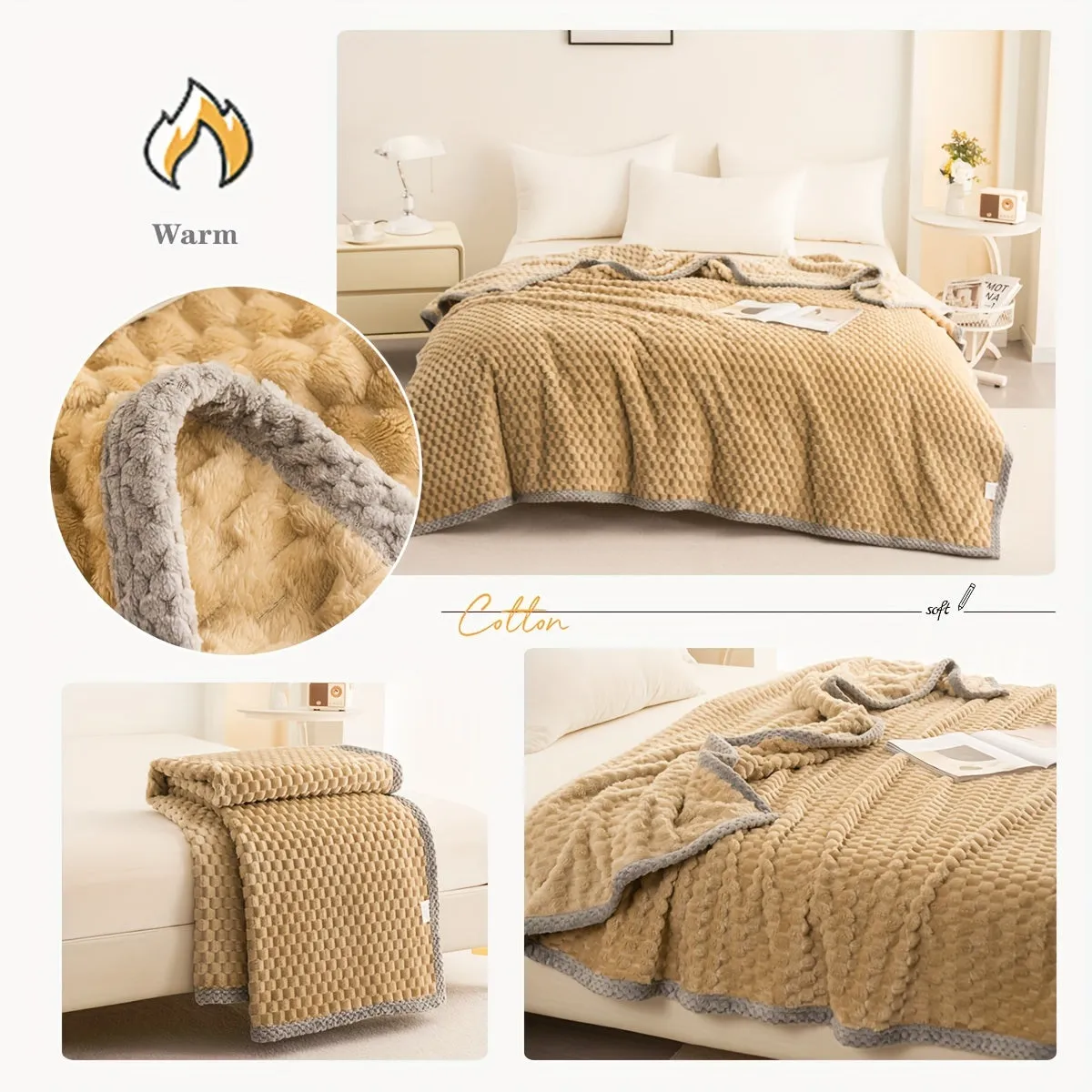 1pc Luxurious Thickened Velvet Blanket - Soft, Warm, and Cozy Winter Sofa Bed Throw Blanket for Office Napping - Plush, Fleece-Lined, and Gentle on Skin