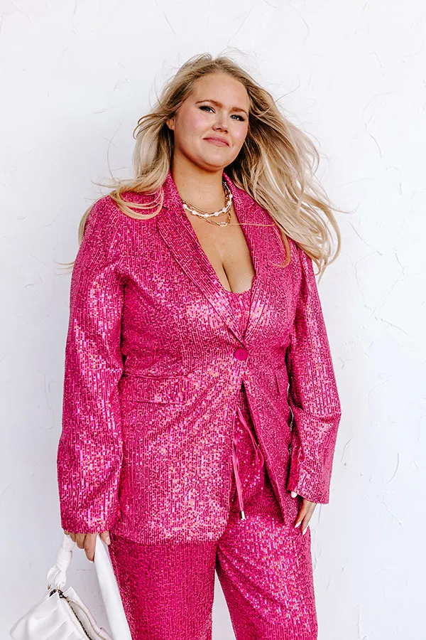 Alluring Avenue Sequin Blazer in Fuchsia Curves