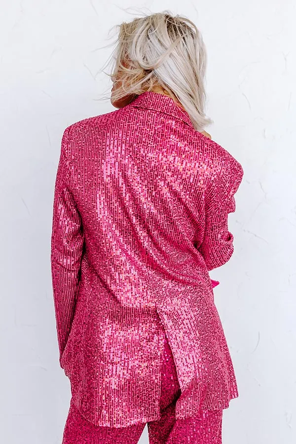 Alluring Avenue Sequin Blazer in Fuchsia