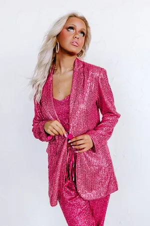 Alluring Avenue Sequin Blazer in Fuchsia