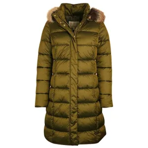 Barbour Crinan Ladies Quilted Coat - Military Olive/ Hawthorn Tartan