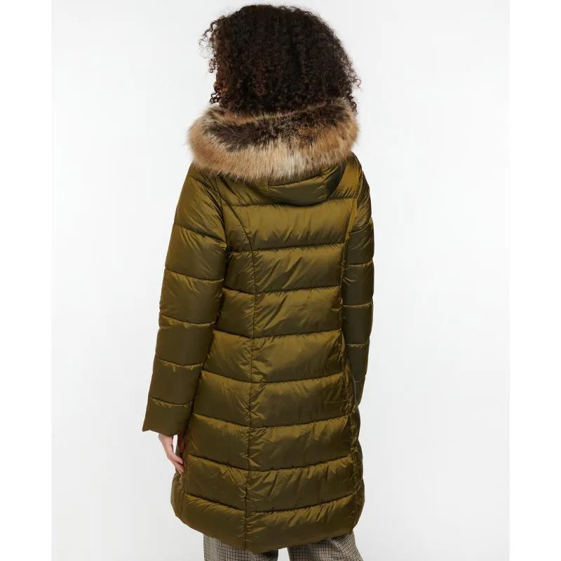 Barbour Crinan Ladies Quilted Coat - Military Olive/ Hawthorn Tartan