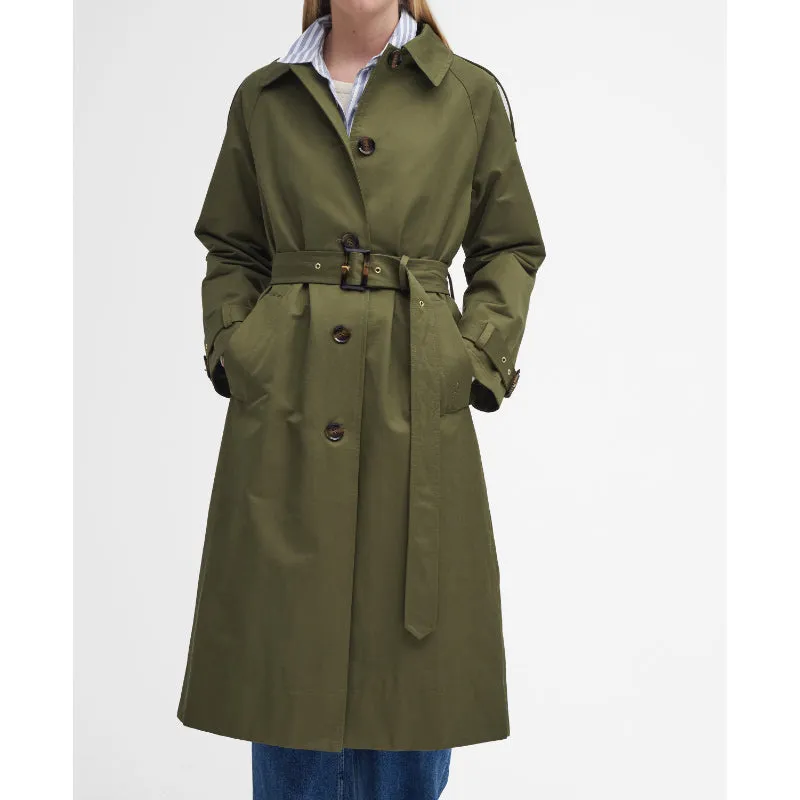 Barbour Marie Ladies Showerproof Trench - Dark Moss/Ancient Loden Tartan