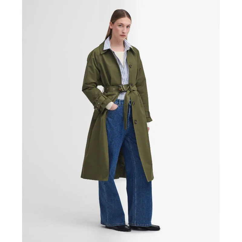 Barbour Marie Ladies Showerproof Trench - Dark Moss/Ancient Loden Tartan