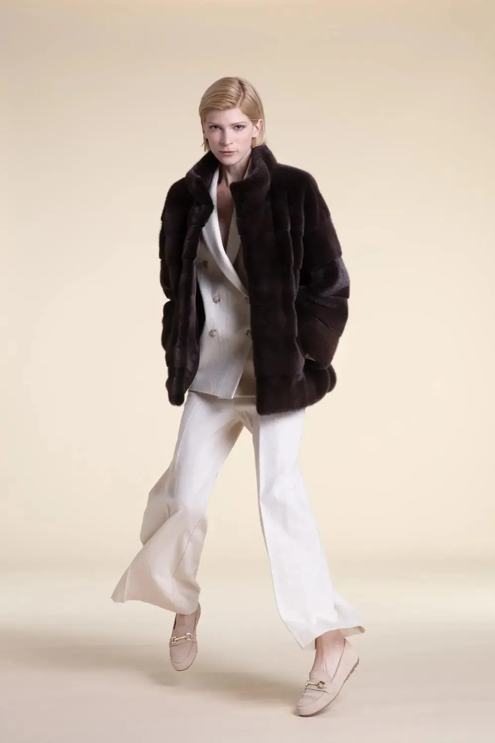 Brown mink fur jacket