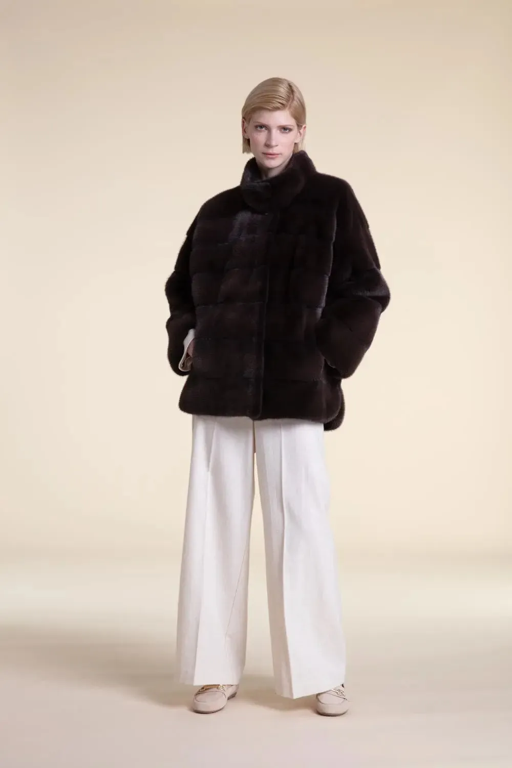 Brown mink fur jacket