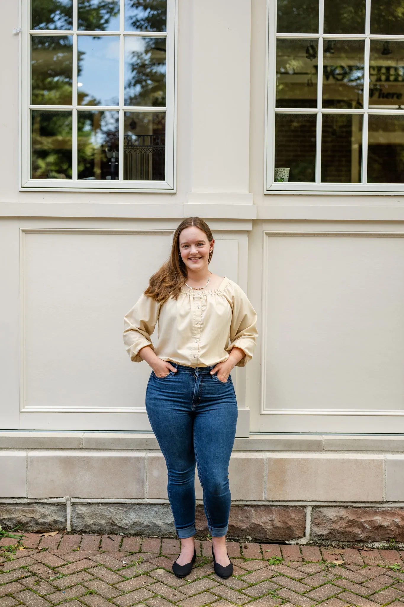 Button Up Square Neck Blouse