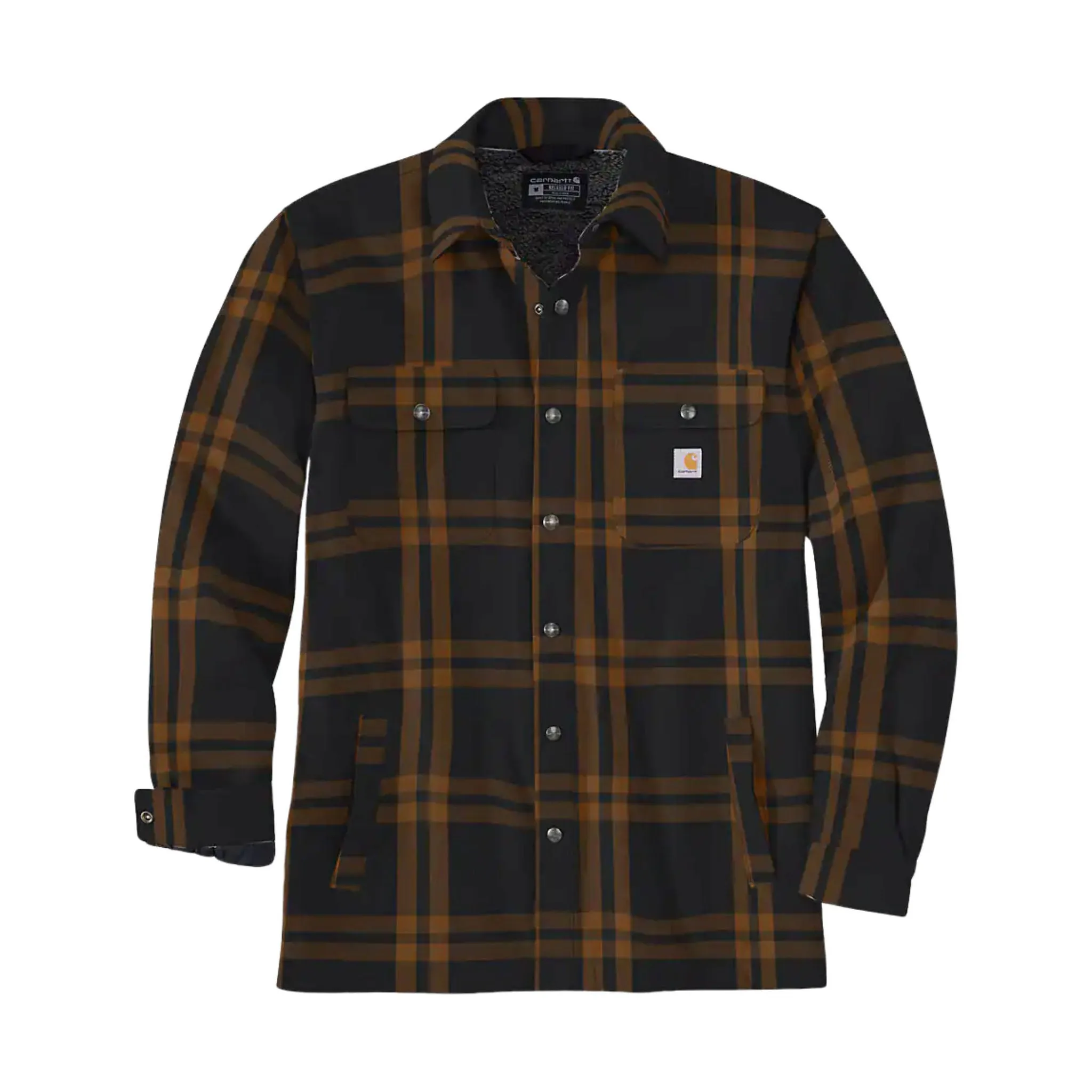 Carhartt Men's Relaxed Fit Flannel Sherpa-Lined Shirt Jac - Black