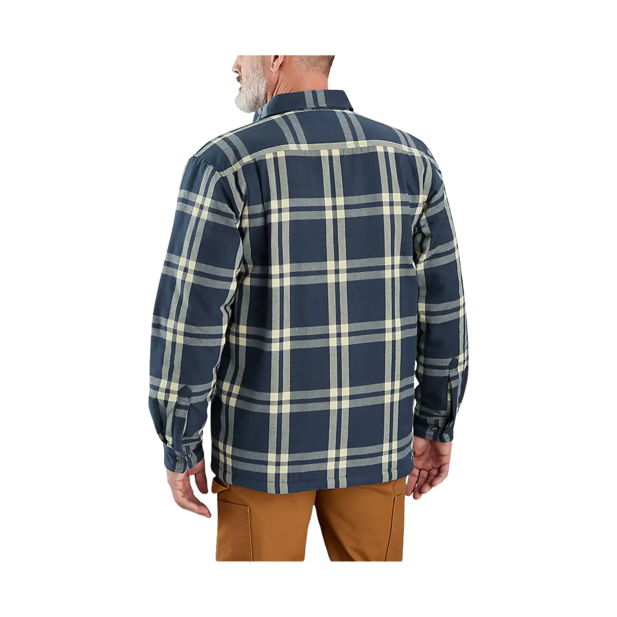 Carhartt Men's Relaxed Fit Flannel Sherpa-Lined Shirt Jac - Blue