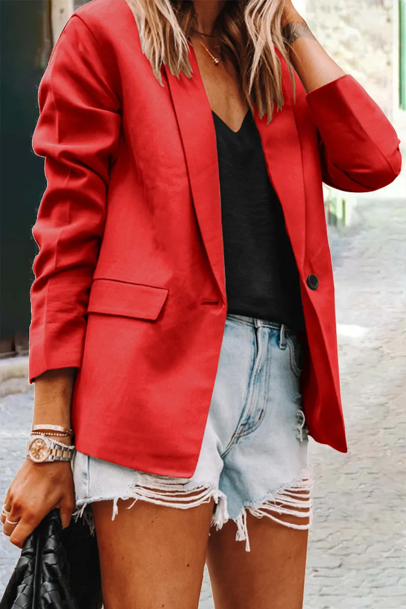 Casual Solid Patchwork Turndown Collar Outerwear