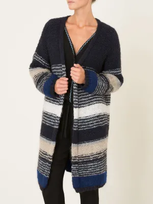 Casual Striped Women'S Sweater Coat