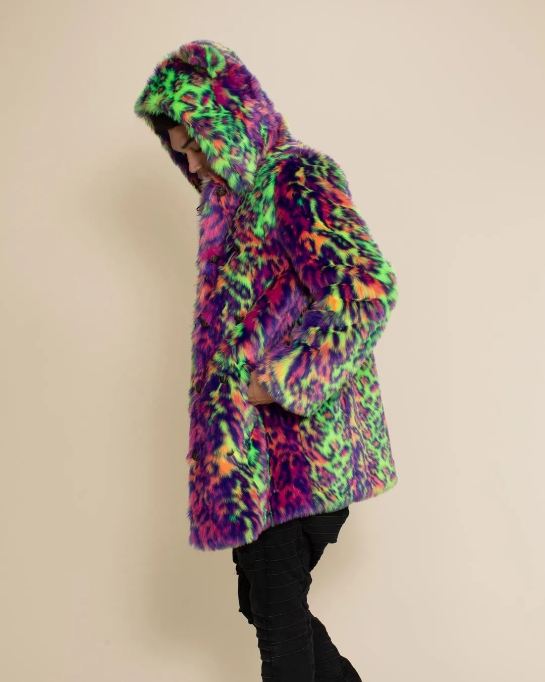 Classic Men's Faux Fur Coat | Neon Disco Cat