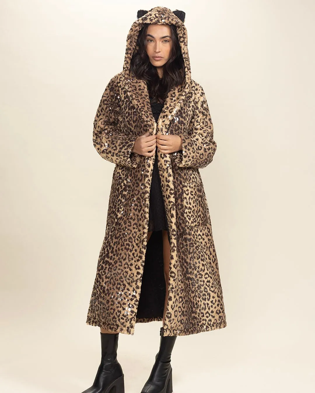 Classic Women's Long Faux Fur Coat | Sri Lankan Leopard Print