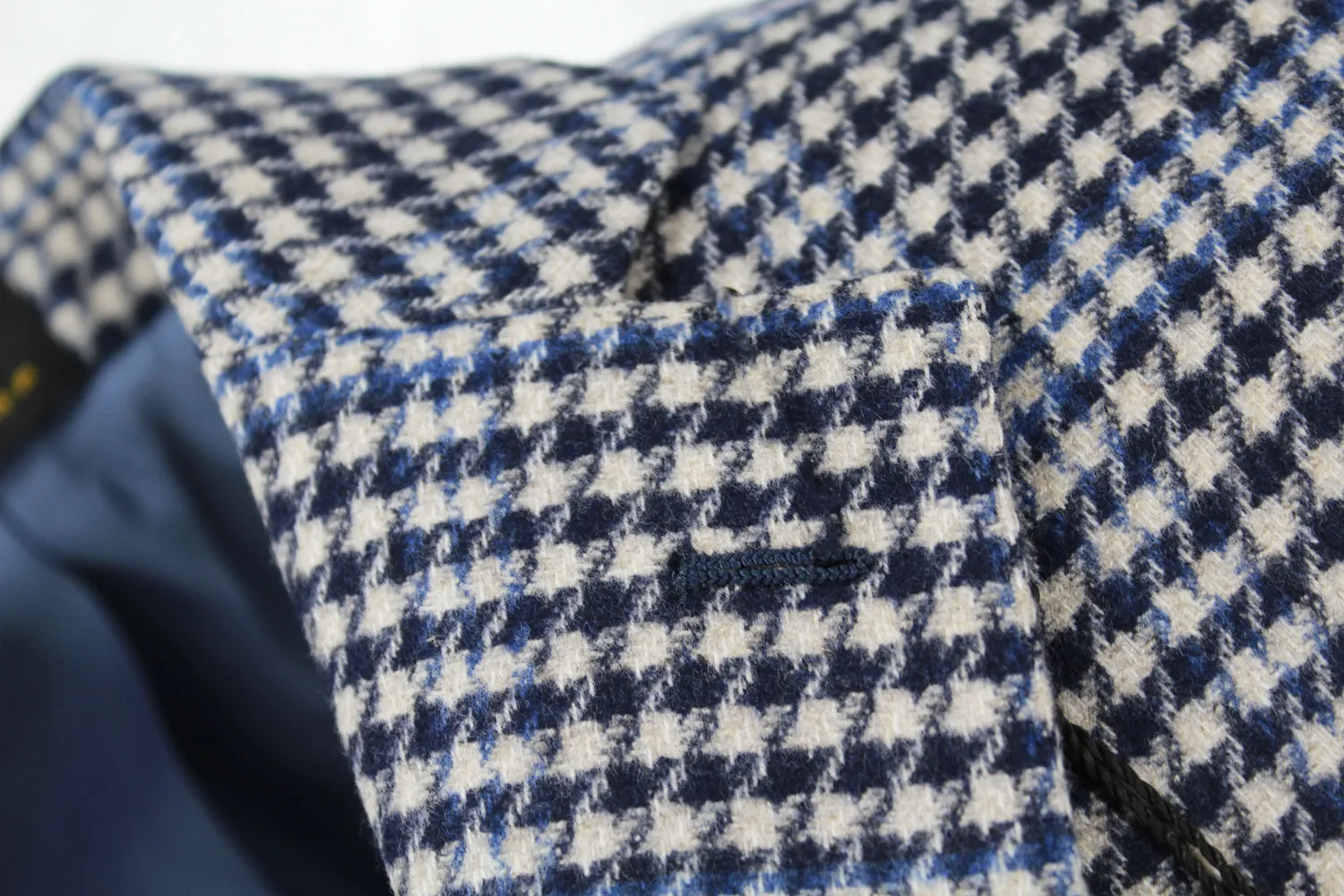 Dark Navy & White Houndstooth Cashmere Sport Coat