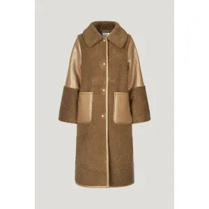 DEA Shearling Detail Long Coat Camel