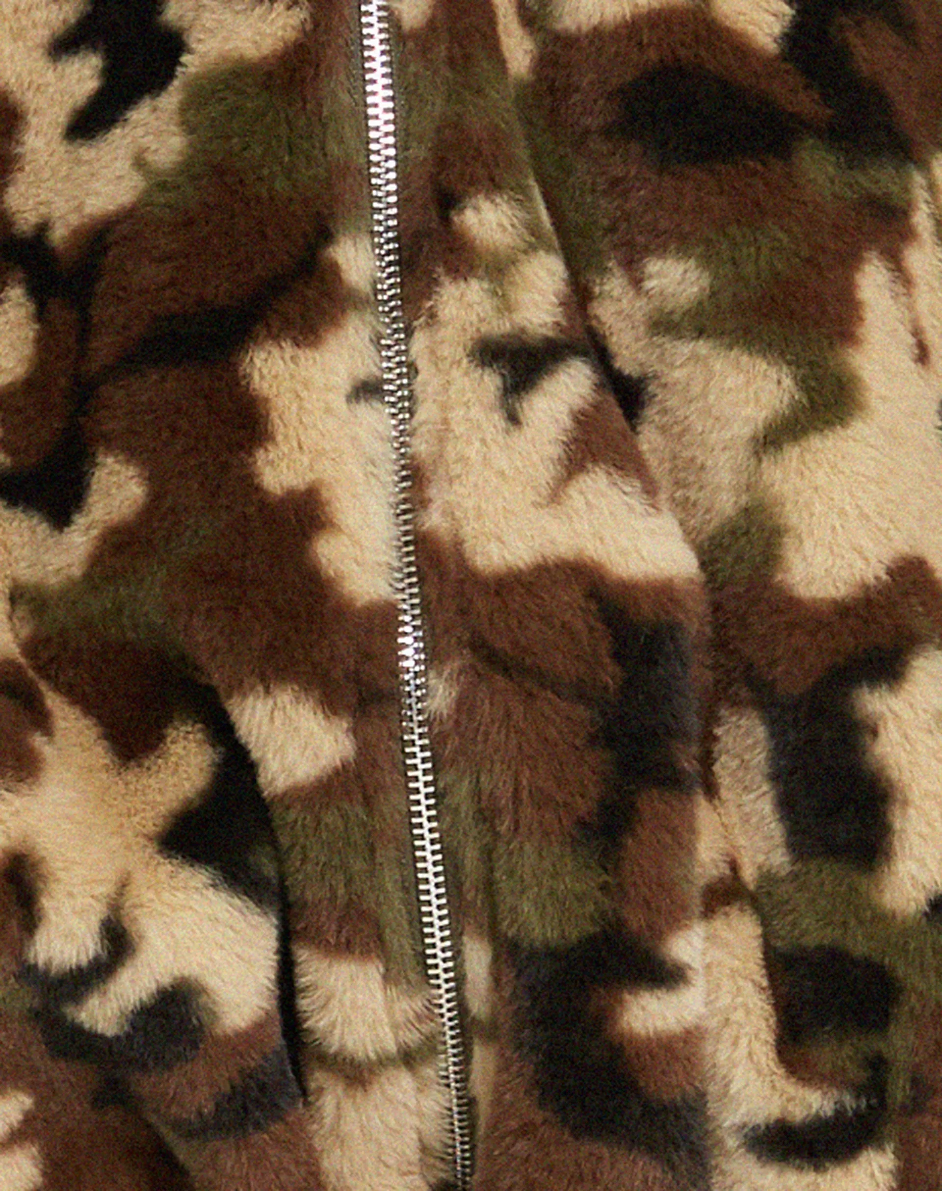 Emerson Faux Fur Jacket in Camo Brown Pebble