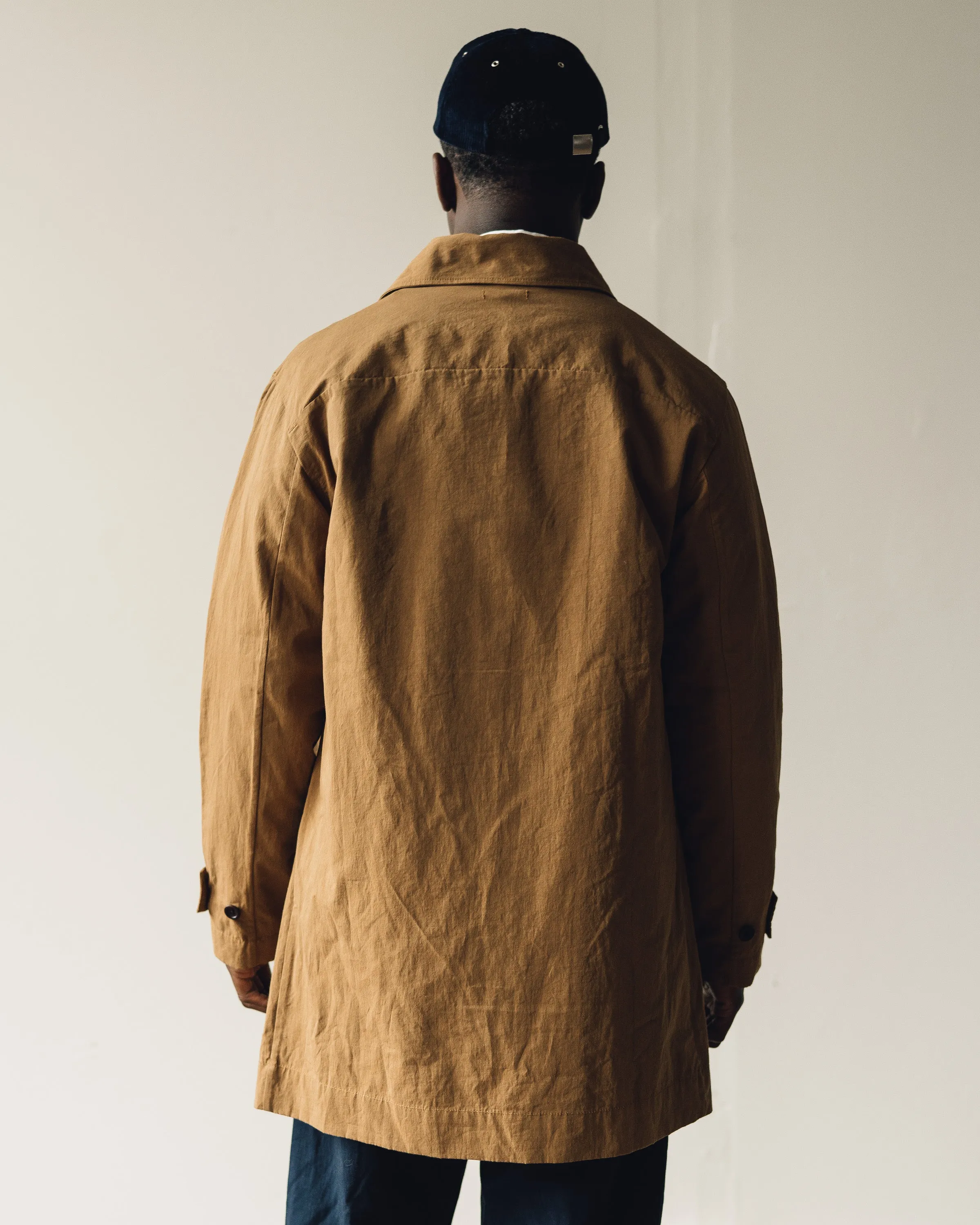 Evan Kinori Covered Placket Coat, Dark Khaki