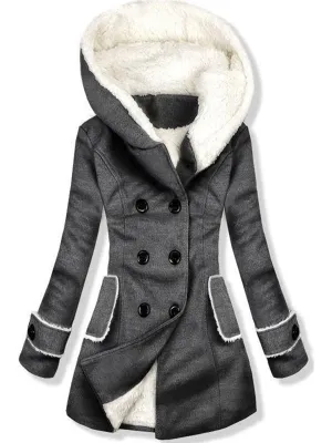 Fashion Casual Plush Hooded Cardigan Cotton Jacket