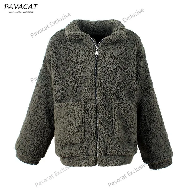 Faux Lambswool Oversized Coat