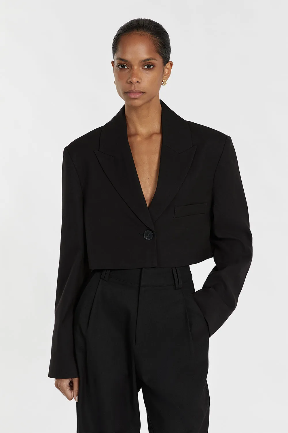 FREYA BLACK CROPPED BLAZER