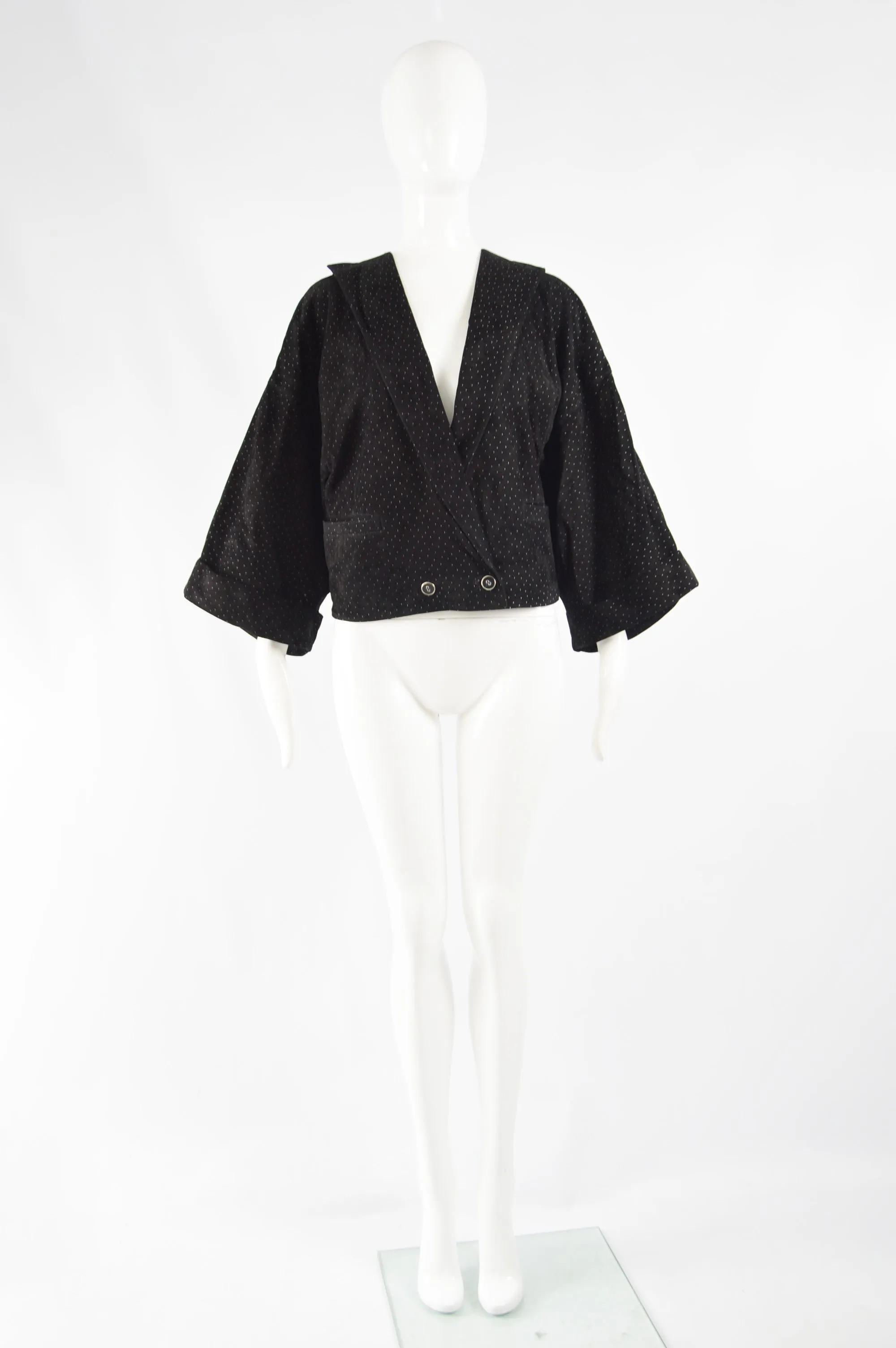 Gianni Versace Vintage Womens Suede & Leather Kimono Sleeve Jacket, 1980s