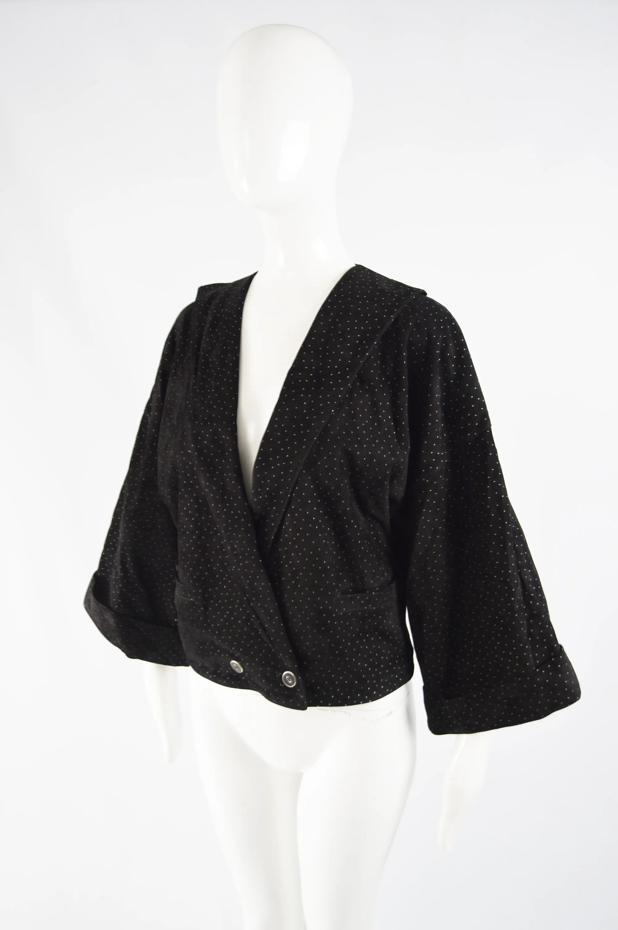 Gianni Versace Vintage Womens Suede & Leather Kimono Sleeve Jacket, 1980s