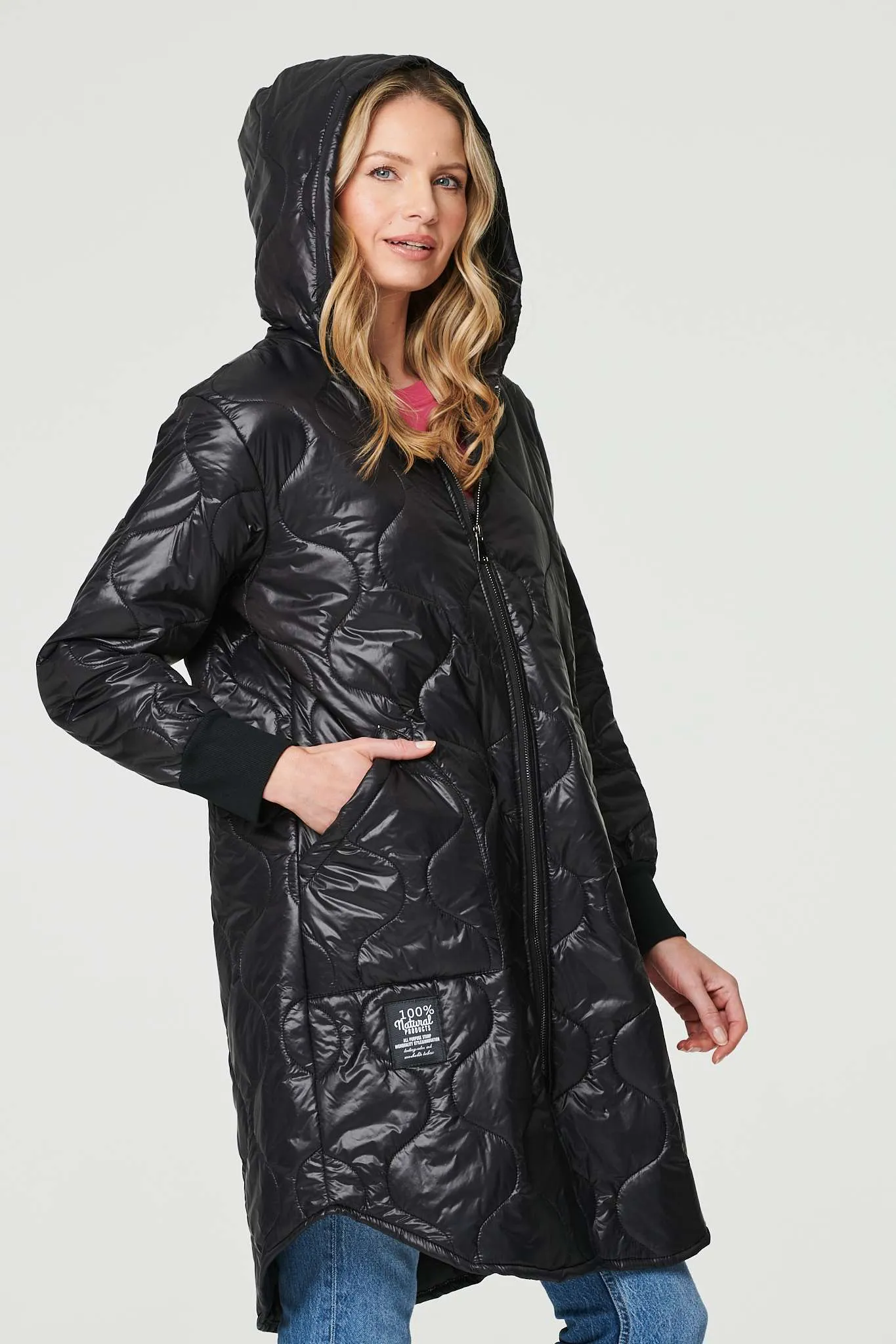 Hooded Zip Front Puffer Coat