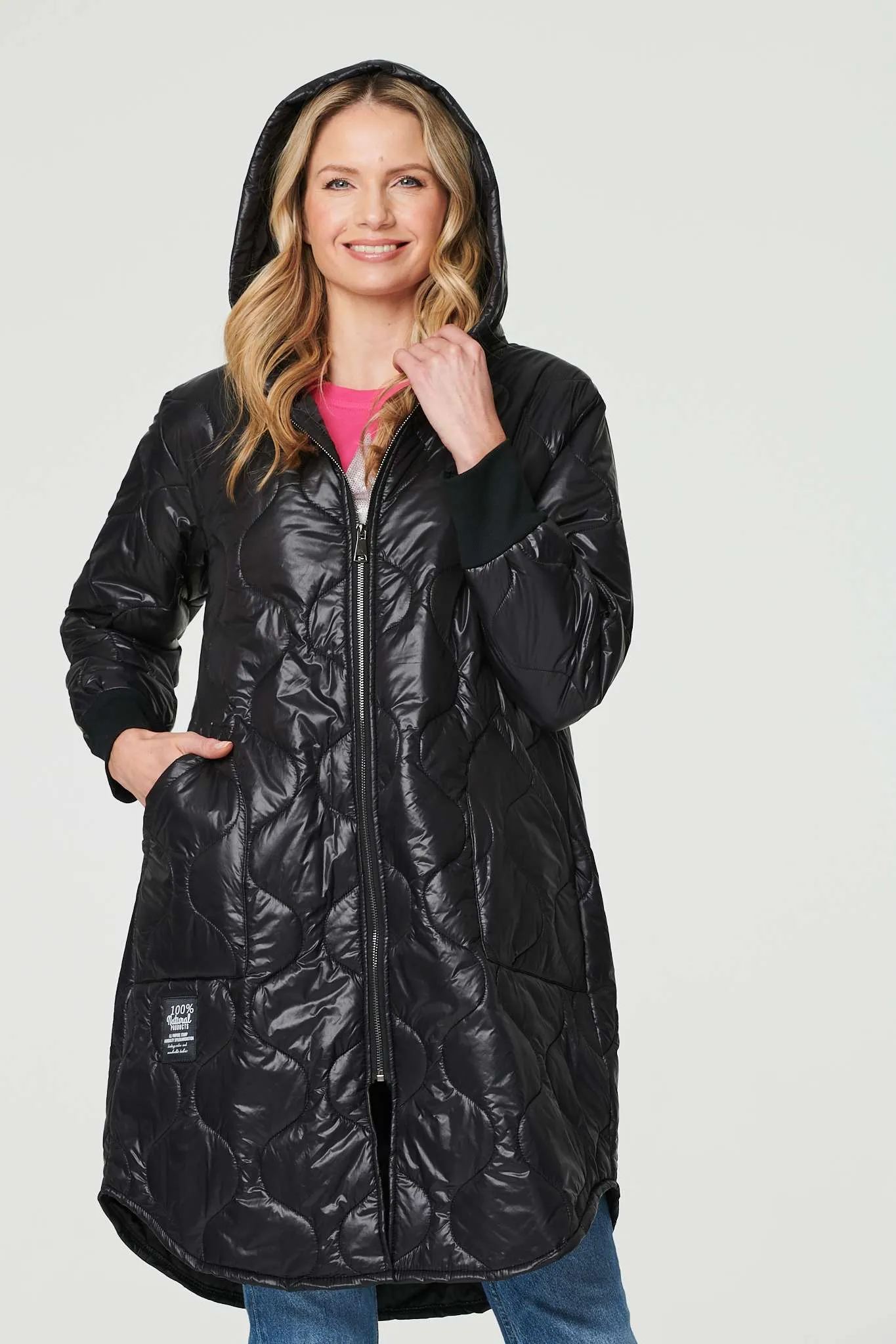 Hooded Zip Front Puffer Coat