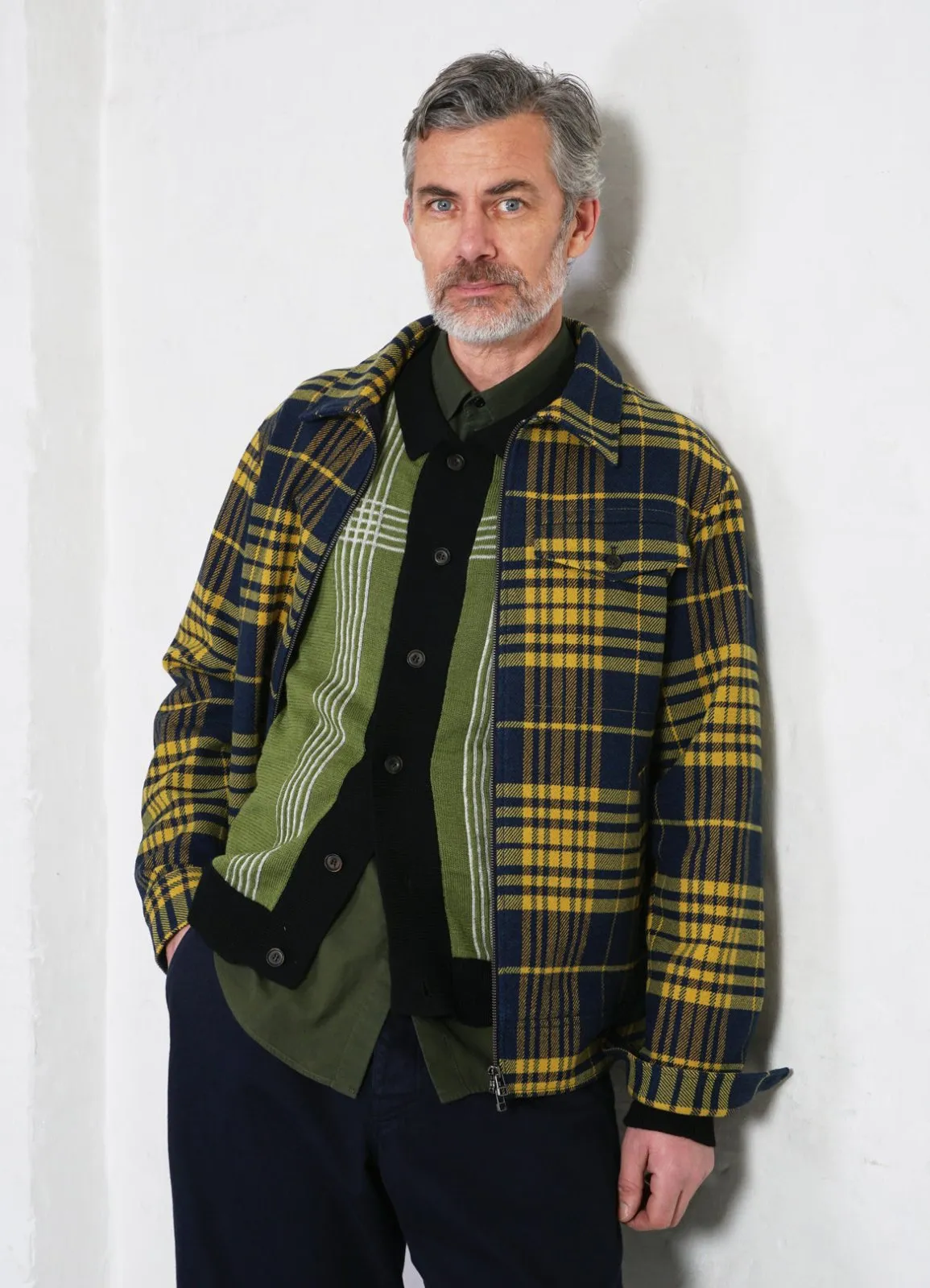 JARLE | Casual Zipper Jacket | Yellow Check