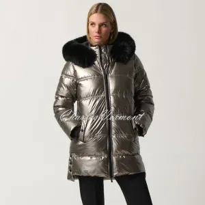 Joseph Ribkoff Faux Fur Hooded Puffer Coat - Style 233923