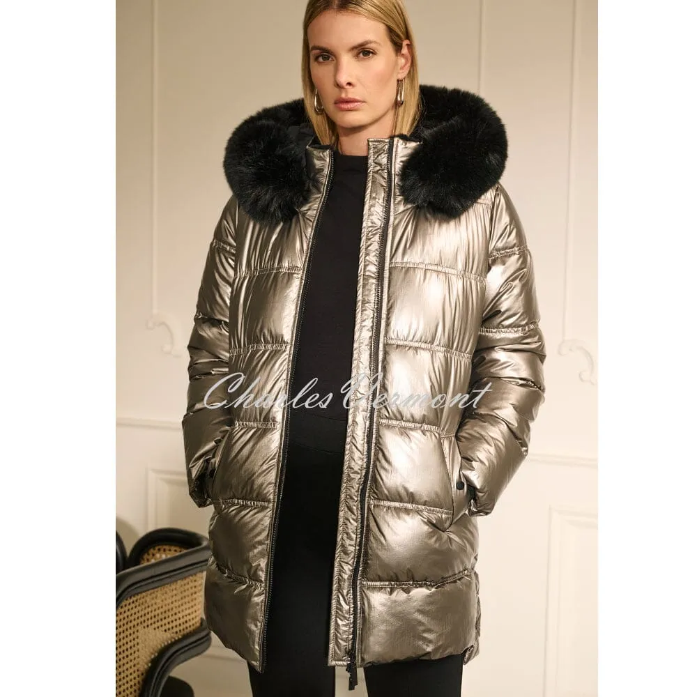 Joseph Ribkoff Faux Fur Hooded Puffer Coat - Style 233923