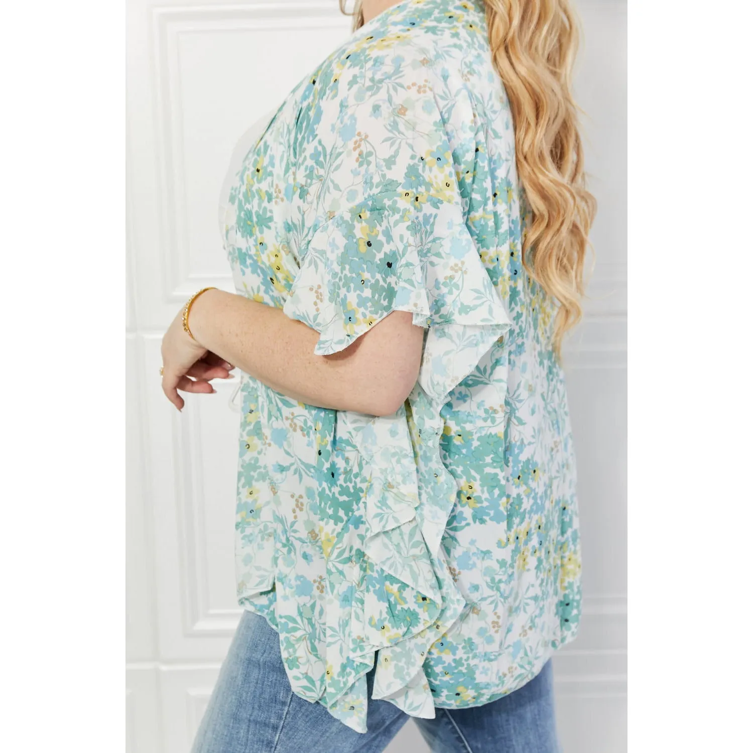 Justin Taylor Fields of Poppy Floral Kimono in Green