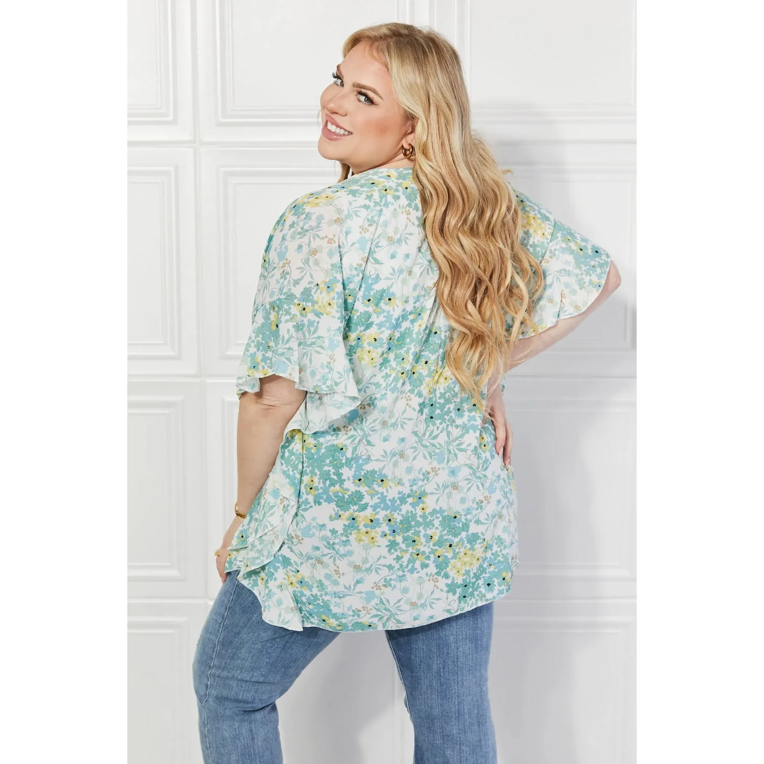 Justin Taylor Fields of Poppy Floral Kimono in Green