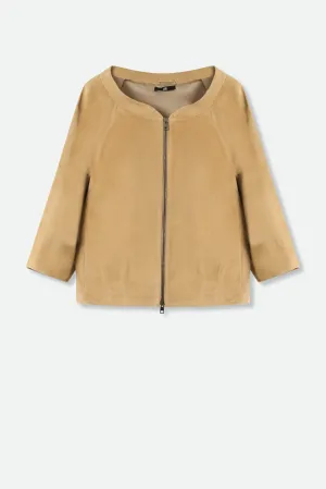 KATY CROPPED JACKET IN ITALIAN SOFT SUEDE