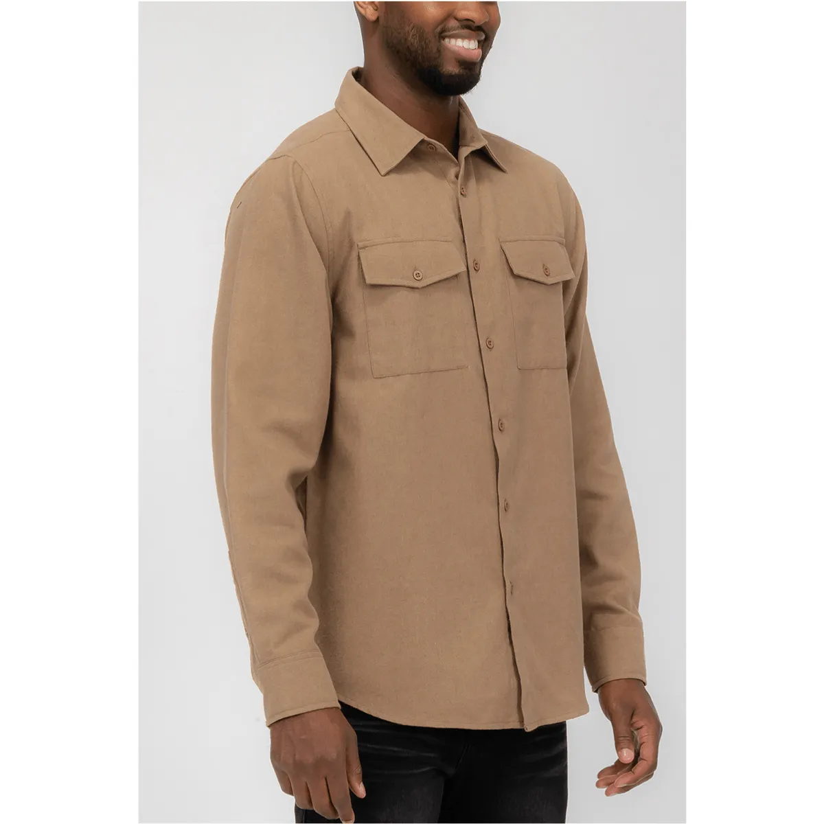 Khaki Brushed Flannel Shirt