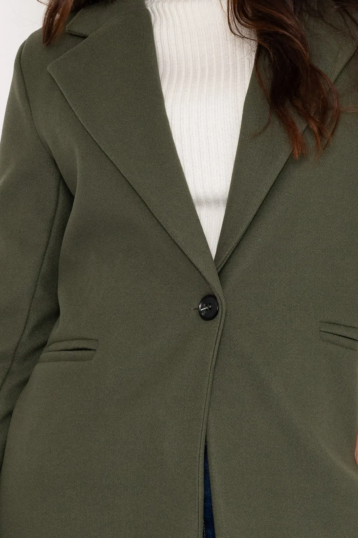 Khaki One Button Coat