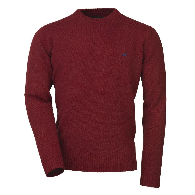 Laksen Kensington Lambswool Round Neck Mens Jumper - Wine