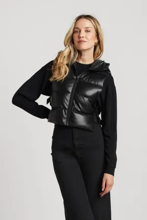 Lola Vegan Leather Quilted Full Zip Gilet With Adjustable Side Buckles - Black