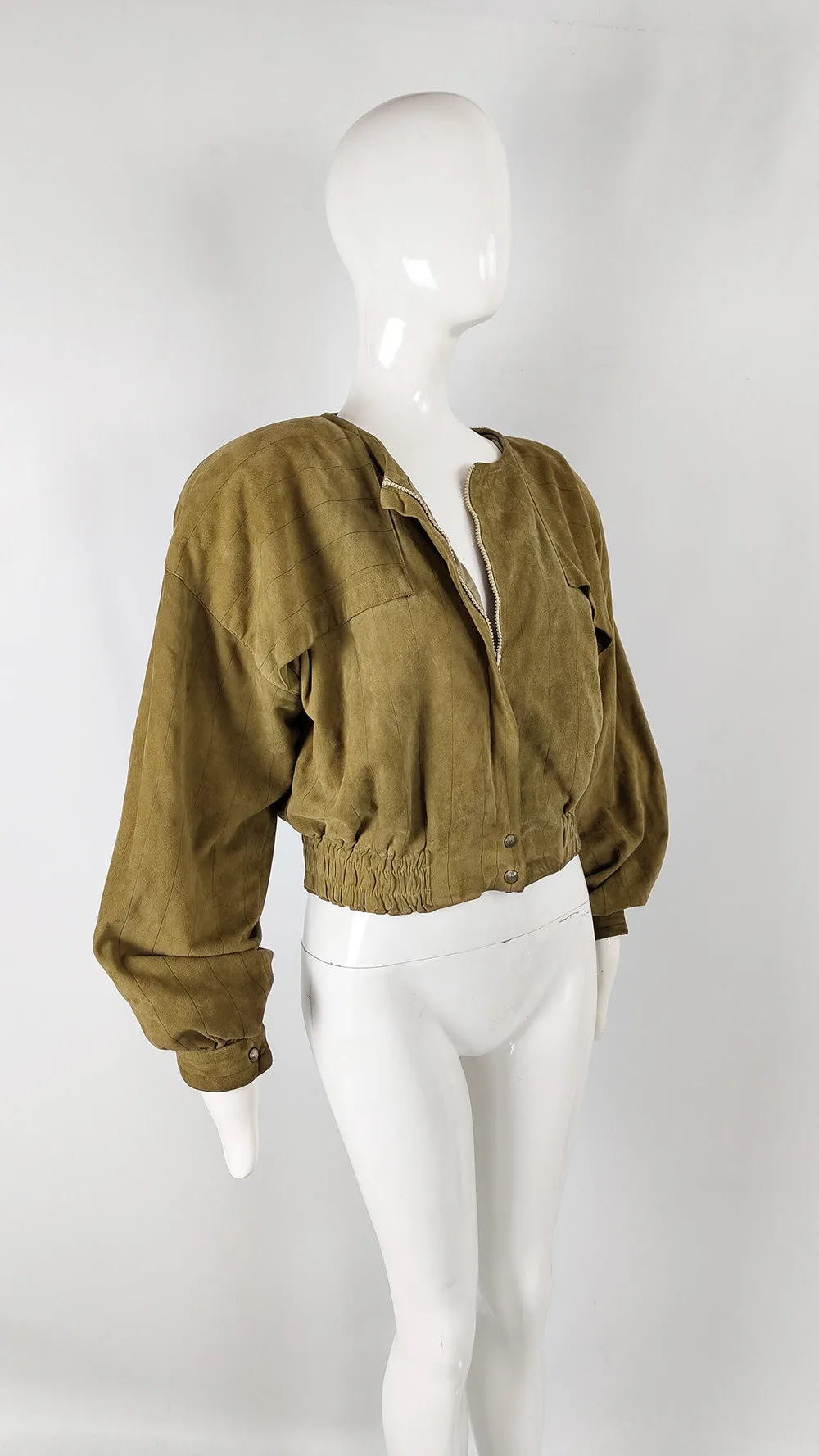 Luisa Martini Vintage Womens Suede Shoulder Padded Jacket, 1980s