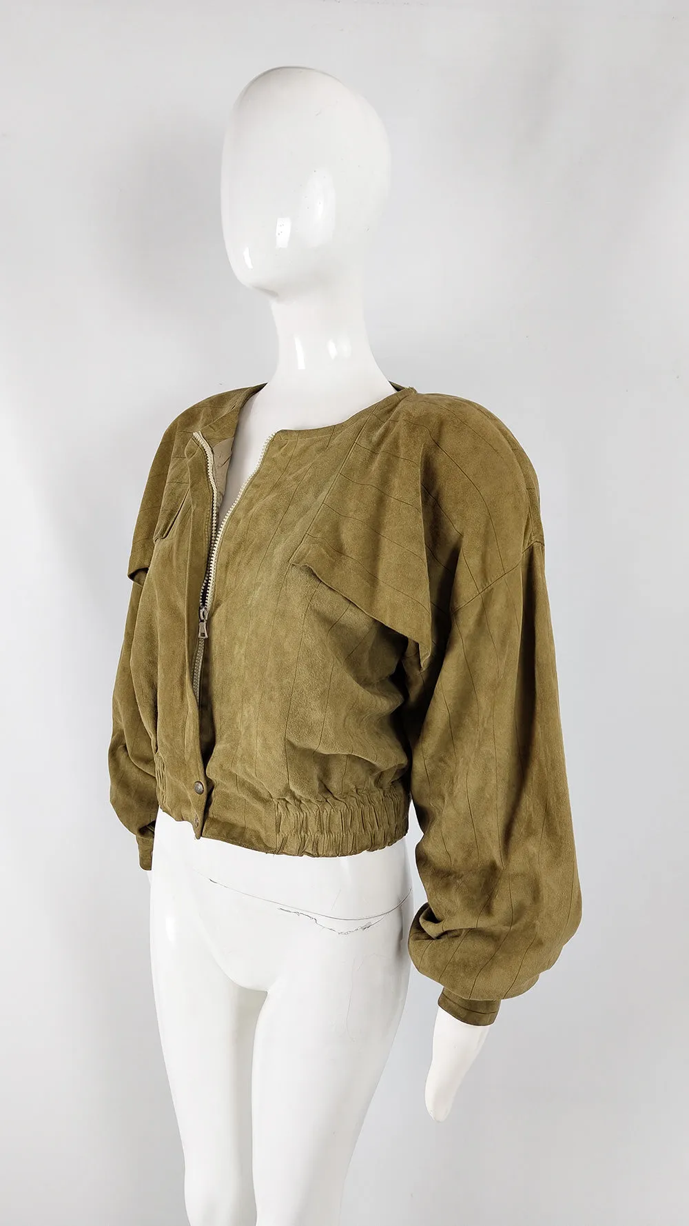 Luisa Martini Vintage Womens Suede Shoulder Padded Jacket, 1980s