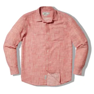 Madras Cottage Loom Chambray Shirt - Red Chambray Stripe