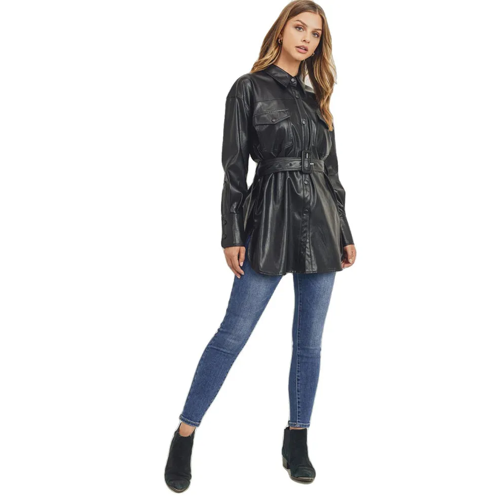 Marianne Womens Classy Genuine Leather Coat