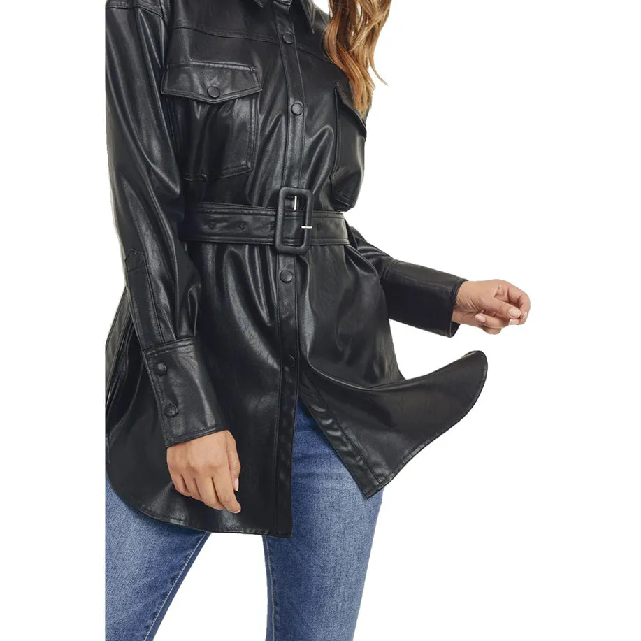 Marianne Womens Classy Genuine Leather Coat