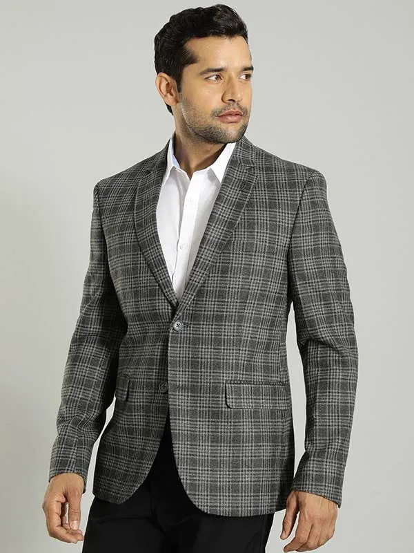 Men Checked Full Sleeve Casual Blazer