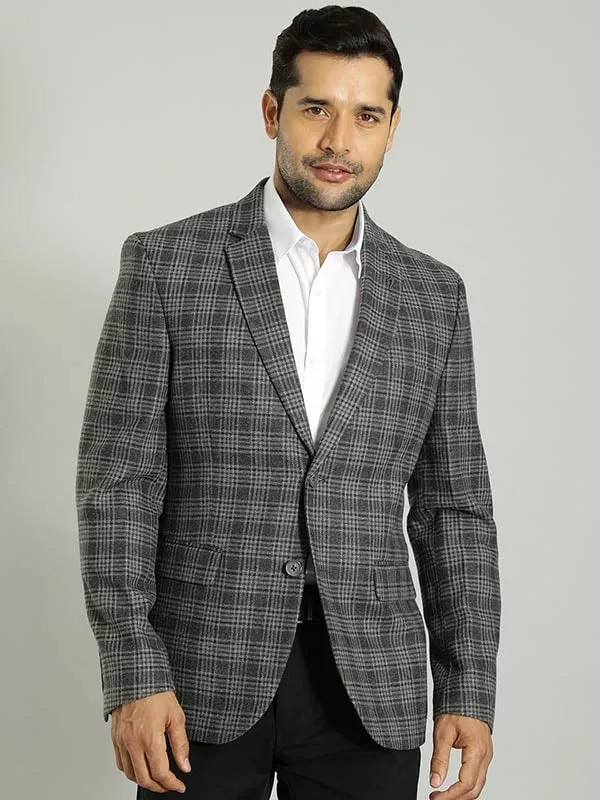 Men Checked Full Sleeve Casual Blazer