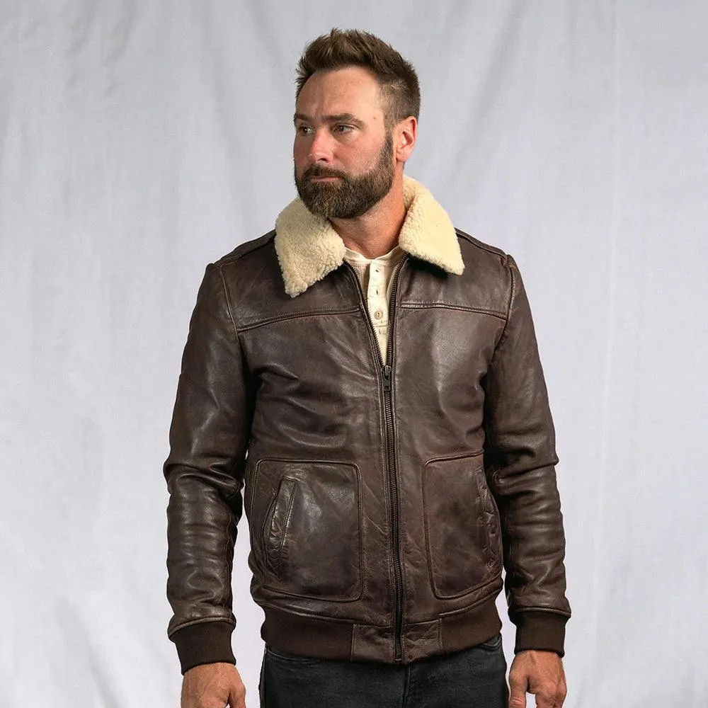 Men's Vintage Brown A2 Lambskin Shearling Bomber Jacket