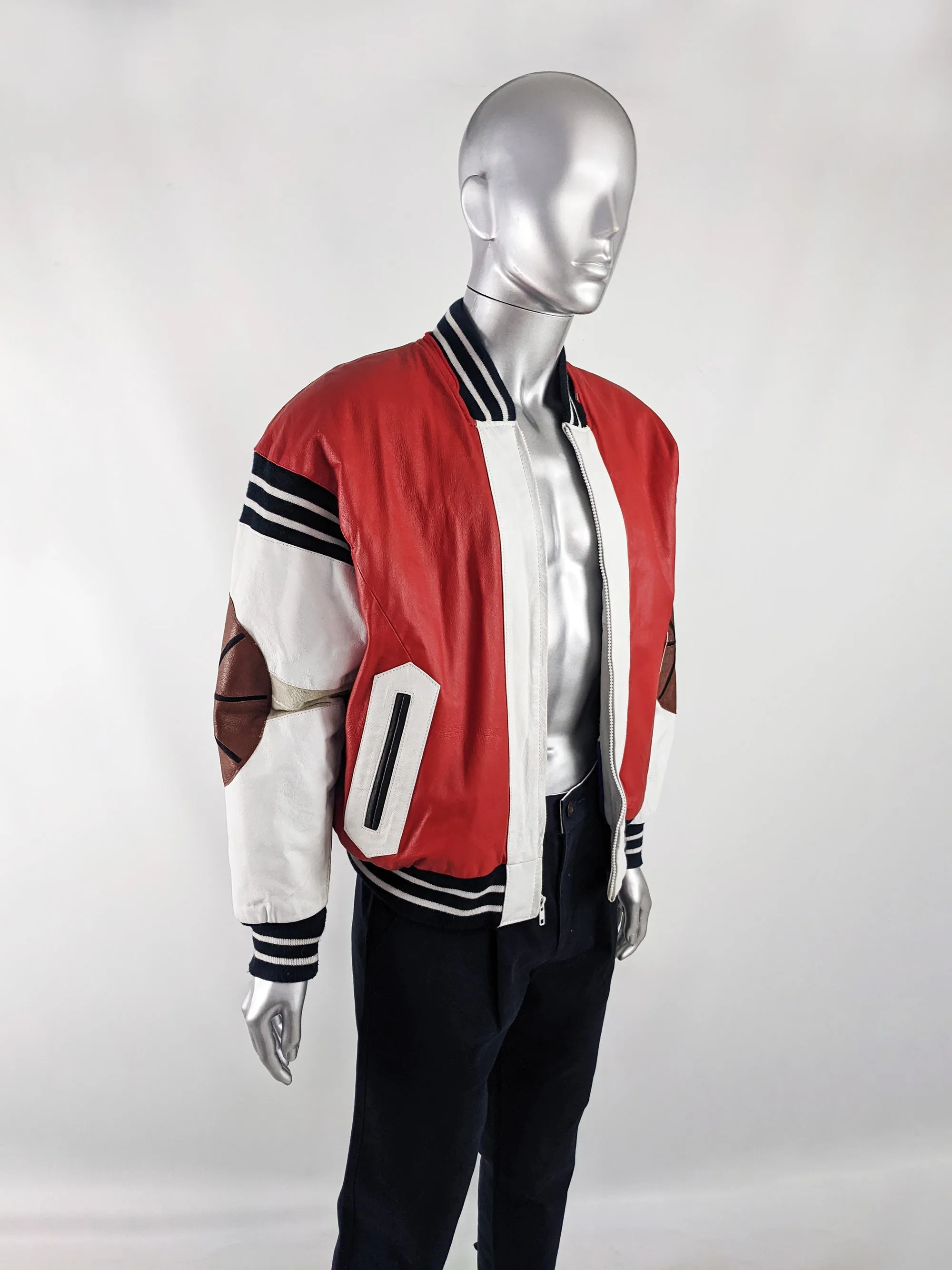 Michael Hoban Vintage Mens Basketball Leather Jacket, 1980s