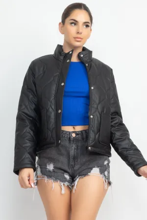 Mock Neck Quilted Jacket - 4 colors