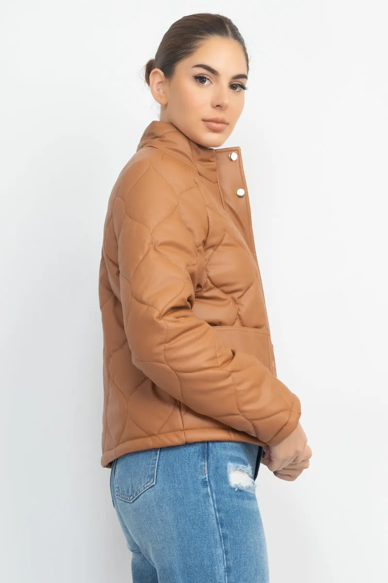 Mock Neck Quilted Jacket - 4 colors