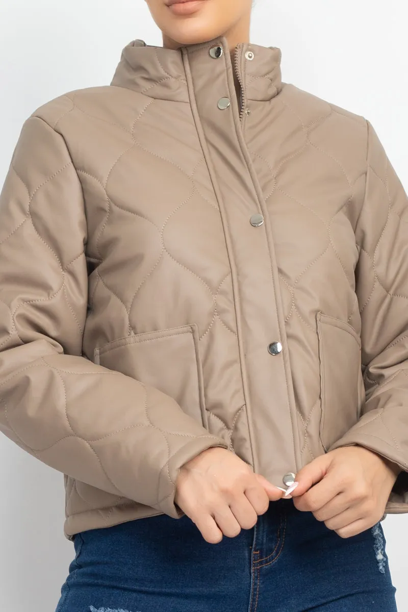 Mock Neck Quilted Jacket - 4 colors